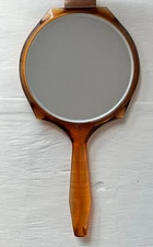 NOS Vintage Fuller Brush Co. Amber De Luxe Hand Mirror 2-Sided USA New w Box 451