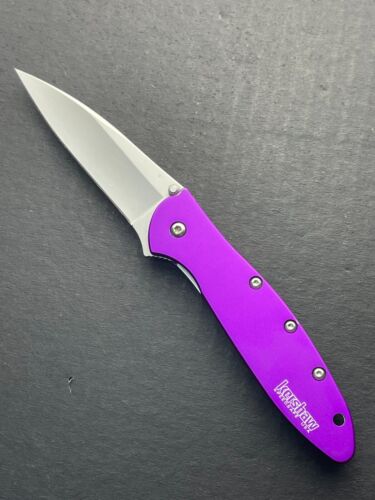 Kershaw 1660PUR Ken Onion Leek Assisted Flipper Knife Bead Blast Blade