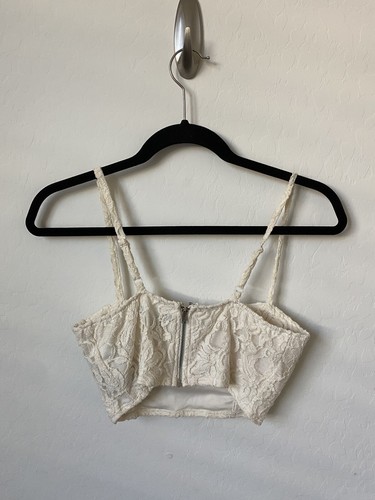 Women’s Cream Ivory Lace Bustier With Zipper Back - Picture 3 of 3