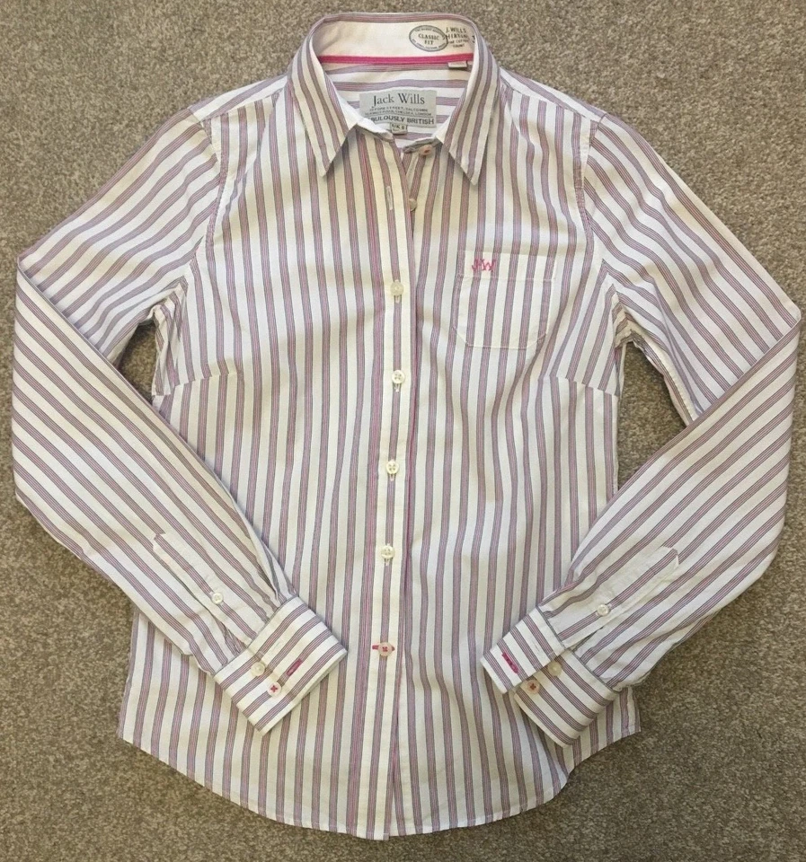 GORGEOUS WOMENS JACK WILLS MULTI STRIPE BLOUSE SHIRT UK 8  - Image 2 of 4