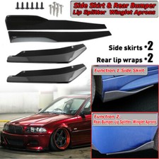 Universal Car Side Skirts Extension Rocker Panel Splitter Protector Lip UK 4PCS