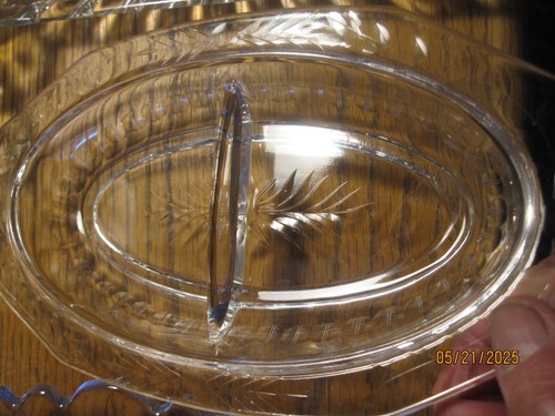 Vintage/Antique Crystal Cut &Etched Relish/DividedDish bowl misc set lot of 6 - Picture 5 of 13