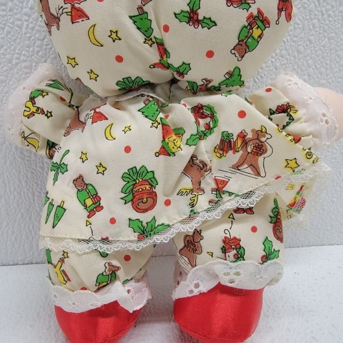Vintage Cuddle Wit Christmas Cloth Rag Doll Plush 9" Blonde Hair Red Satin Shoes - Picture 9 of 16