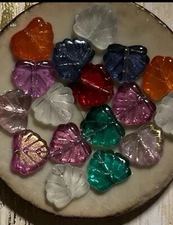 beads for jewelry making Czech glass mixed colors maple leaf beads lot