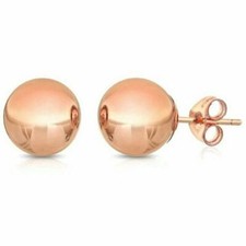 A M 14K SOLID ROSE GOLD CLASSIC BALL STUD EARRINGS 6MM DISTRESSED PKG