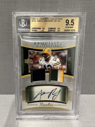 2005 UD Exquisite Aaron Rodgers Auto RC #106  /199 BGS 9.5 GEM MINT! NY JETS!!!