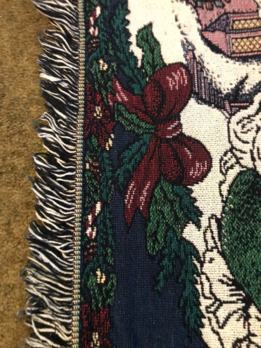 Vintage Weihnachten zu Hause 5,5' x 4' gestrickt gehäkelt Art Überwurf Decke 95-98 - Bild 7 von 24