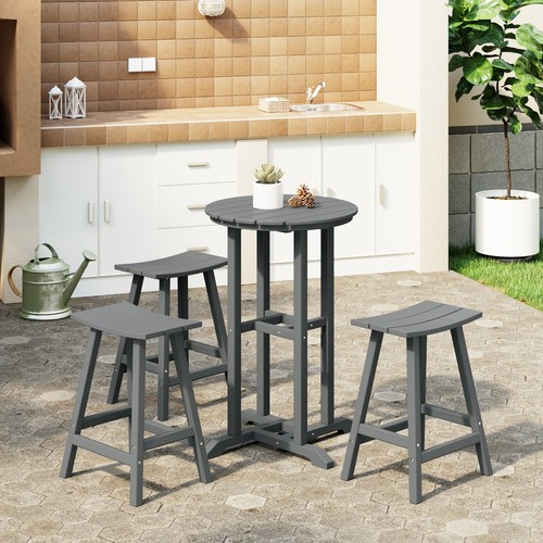Outdoor Patio Counter Height Bar Stools Bistro Bar Table 4-Piece Set - Picture 17 of 71