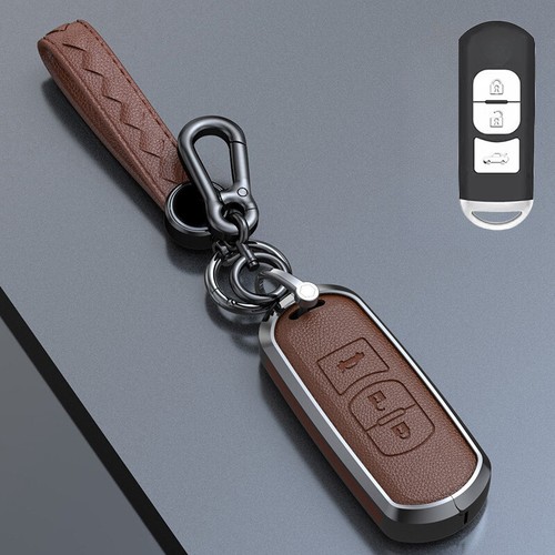 Zinc Alloy Leather Car Key Fob Case Cover For Mazda 2 3 5 6 CX-3 CX-5 MX-5 CX-9 - Picture 6 of 13