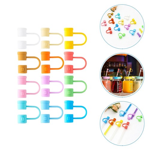 12pcs Straw Toppers Reusable Straws Covers Silicone Straw Covers - 第 12/12 張圖片
