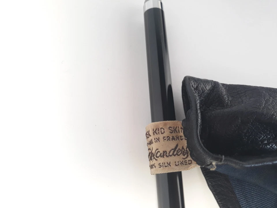 Guantes Franceses Niño Cuero Regencia Para Mujer Azul Oscuro Forrados Seda Hechos en Francia De Colección Foto 4 de 4