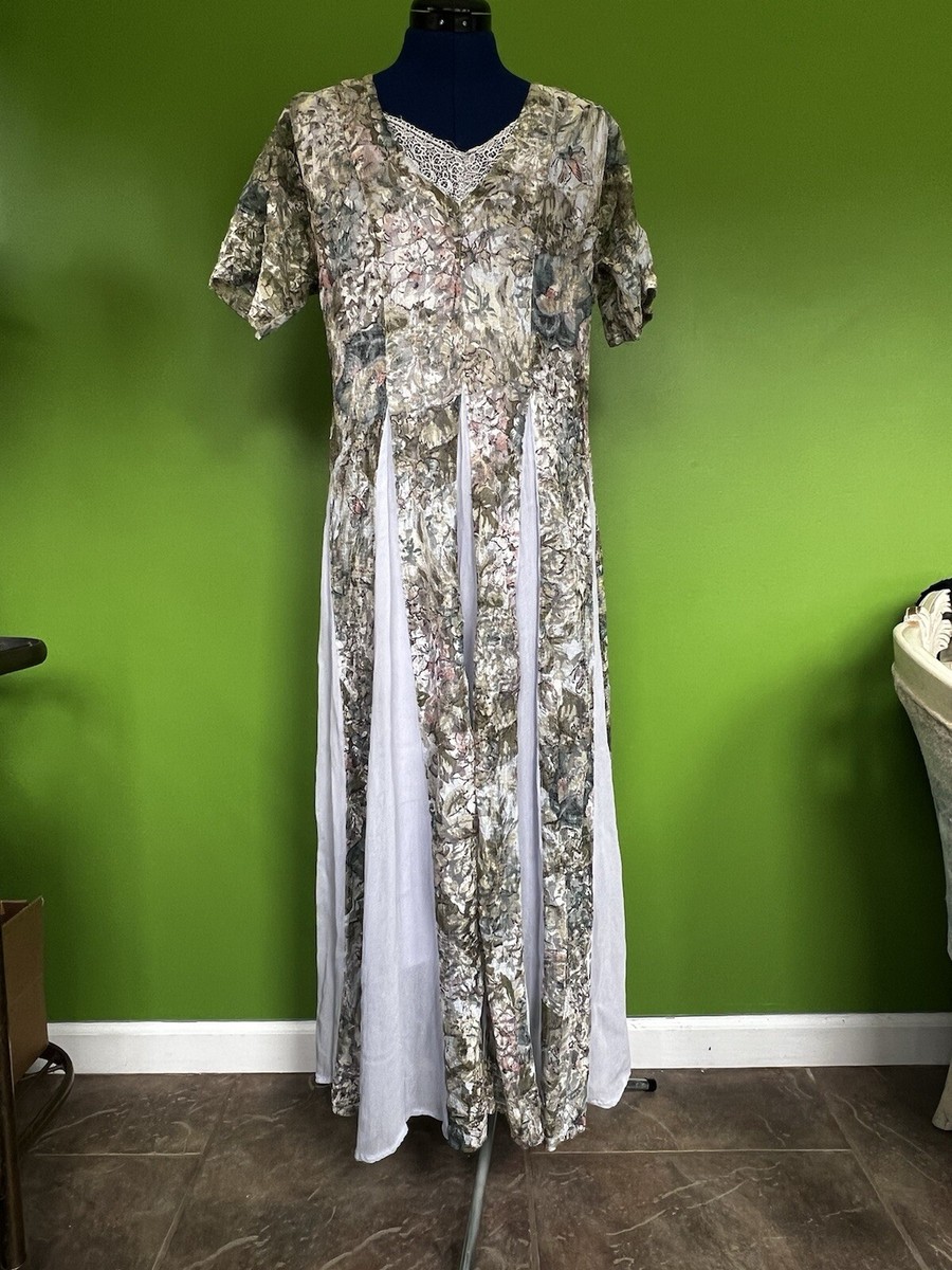 VTG 90s Nostalgia whimsigoth butterfly print Lace And Gauze Maxi Dress L VTG 90s Nostalgia whimsigoth butterfly print Lace And Gauze Maxi Dress L