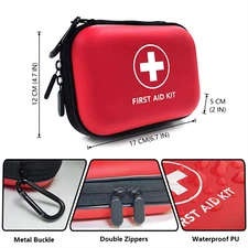 104 Pieces Compact First Aid Kit Hard Shell Case for Hiking, Camping, Car, Home