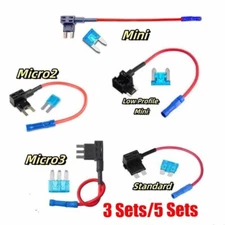 5 Pack 12V Car Add-a-Circuit Fuse Tap Standard Mini Micro2 and LPM Fuse Taps