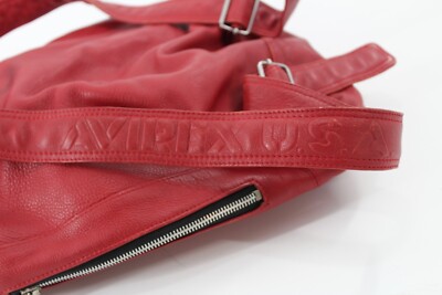 RARE! 90s Avirex Leather ICON VTG USA Style Backpack Rucksack Red