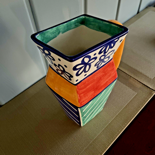 Brocca/vaso ceramica Benlloch Spagna vintage astratto anni 60 10"X7" firmato a mano - Foto 6 di 14