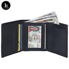 Kids Boys Slim Compact Id Coin Pocket Trifold Wallet Black Brand Leatherboss