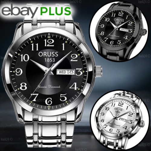 Herren Edelstahl Armbanduhr Große Ziffern Zahlen Herrenuhr Uhr Datum Wasserdicht - Bild 1 von 25