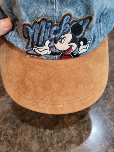 Vtg 90s Y2K Mickey Unlimited Denim Hat Embroidered Mickey Mouse Blue Red Small - Picture 3 of 11