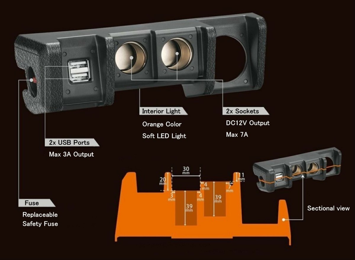 Jimny USB Socket Adapter Charger Power Unit (84W) JB64 JB74
