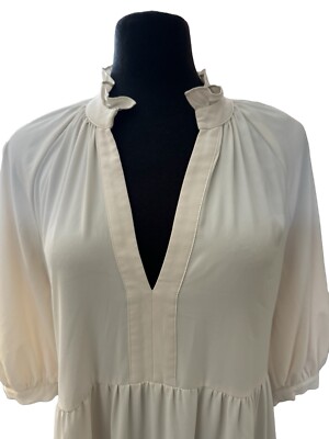 amanda uprichard saffron midi dress Amanda Uprichard “Saffron” Midi Puff Sleeve White dress Size Medium