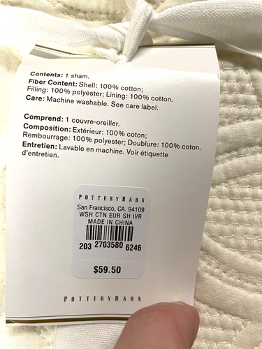 Pottery Barn Washed Cotton Sham Pair Euro - Picture 4 of 10