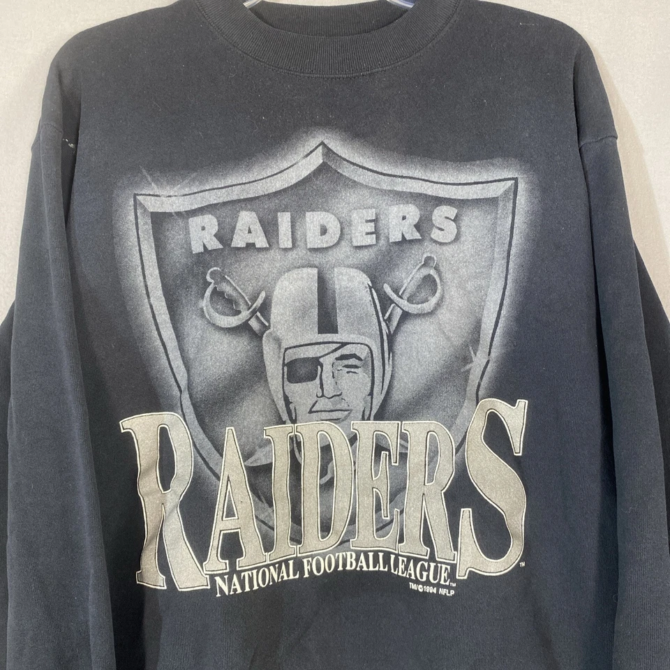 Sudadera Pullover Vintage Años 90 Los Angeles Raiders Oakland NFL 1994 Mediana Leer Foto 2 de 4