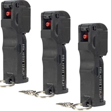 3-Pack Burn Pepper Spray Keychain for Self Defense Security 1/2oz Black