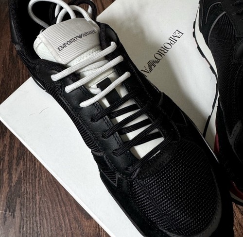Emporio Armani Black/Off White Sneakers Men’s Size US 8 NIB $375 - Picture 9 of 15