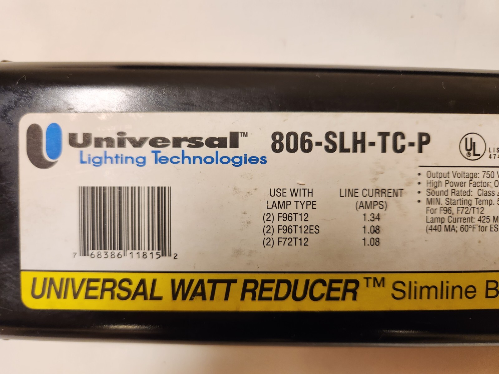 UNIVERSAL 806SLHTCP + 806BRTCP Fluorescent Ballasts for 2 T12
