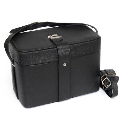 Black Hard Vintage 1970s Camera Leather Bag Case Strap Photo Rolleiflex N. MINT Black Hard Vintage 1970s Camera Leather Bag Case Strap Photo Rolleiflex N. MINT