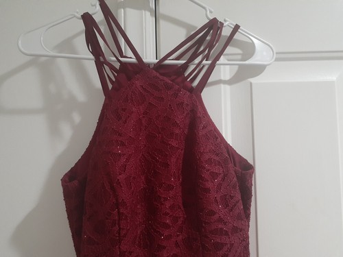Elegant Speechless Burgundy Girls One Piece Romper Lace Dress/Silver Sequin 5 - Picture 3 of 11
