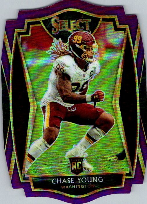 Chase Young 2020 Select Prizm Purple Premier Level Die Cut Rookie Card #164
