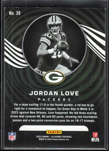 JORDAN LOVE 2023 Panini ILLUSIONS #39 [BASE]--GREEN BAY PACKERS - Picture 2 of 2