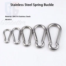 Stainless Steel Locking Carabiner Clip Snap Hook Spring Loaded Karabiner 304/316