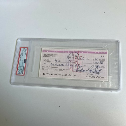 Bill Russell Signed Autographed Bank Check PSA DNA Boston Celtics HOF Legend