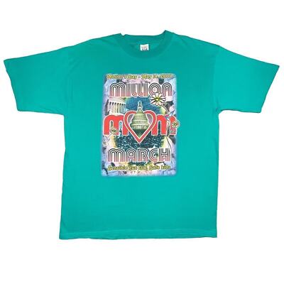 Vintage million mom march shirt y2k 2000 XXL teal 
