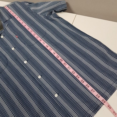 Levis Button Up Men Medium Relaxed Blue Striped Cotton Blend Short Sleeve Casual - Picture 4 of 11