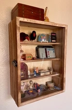 Wall Mounted Collectible Display Shelves Case Shadow Box with a Lock and Key and