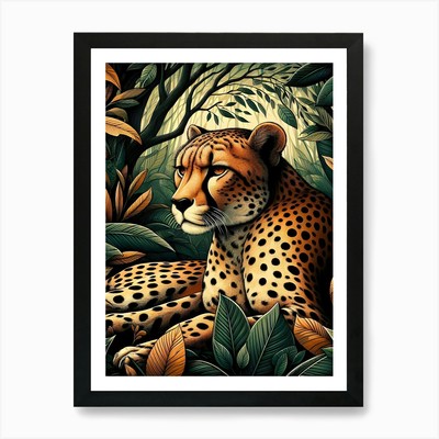 Gepard große Dschungelkatze Kunstdruck gerahmt Wandbild Poster Leinwanddruck Bild