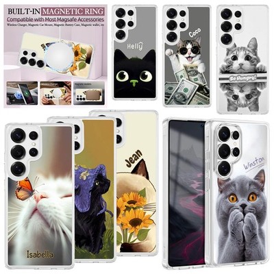 Cat Personalised Phone Case For Samsung Galaxy S23 S24 S25 S26 A17 Magsafe Cover