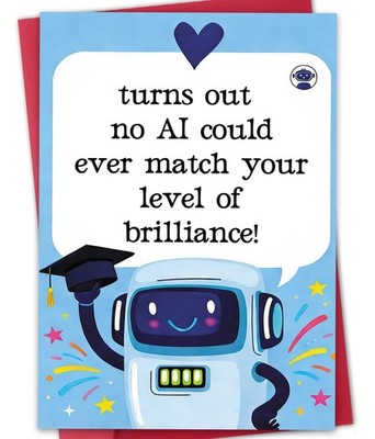 Funny Graduation Card, Cute Robot Congrats Card, Graduation Gift for Him or H...