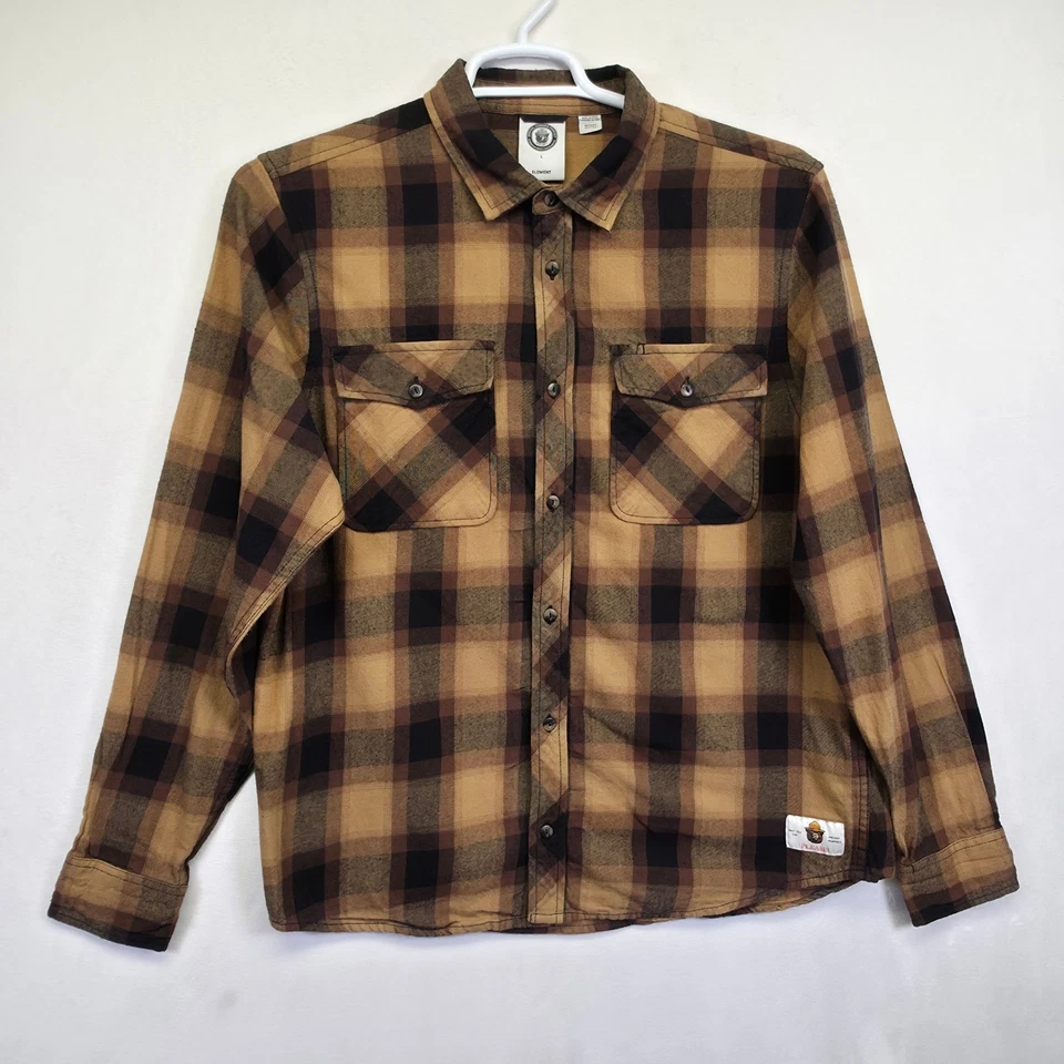 Element Shirt Mens L Brown Tan Plaid Flannel Smokey Bear Outdoor Cabincore Rusty - Image 4 of 4