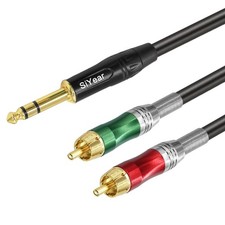 1/4 to Dual RCA Y Splitter Cable,6.35mm Stereo Jack to RCA Audio Cable Quarte...
