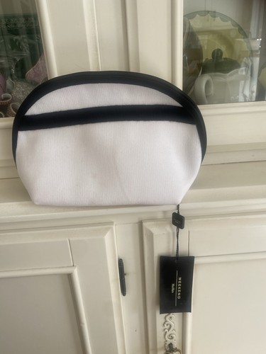 MaxMara WEEKEND MAKE UP BAG ODESSA Beutel WEISS/SCHWARZ Reißverschluss MADE IN ITALY NEU MIT ETIKETT