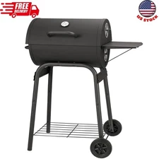 Barrel Charcoal Grill, Large Charcoal Grills with Side Shelf, Outdoor BBQ Grill