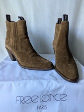 FREE LANCE BOOTS SANTIAG CUIR VELOURS SIENNE POINTURE 36 NEUVES/BOITE VAL 494€