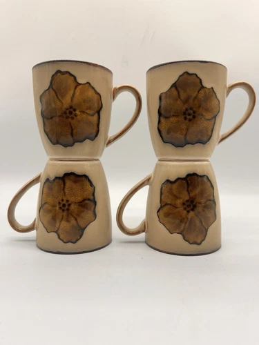 Mikasa Gourmet Basics Poppies Set Of 4 Floral Coffee Mugs