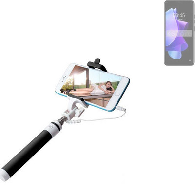 Selfie Stick für Tecno Pop 7 m. Kabel schwarz Monopod Selfiestick Fernauslöser