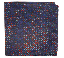 NWOT Italo Ferretti Satin Navy w Red Blue Floral Silk Pocket Square Italy 14"